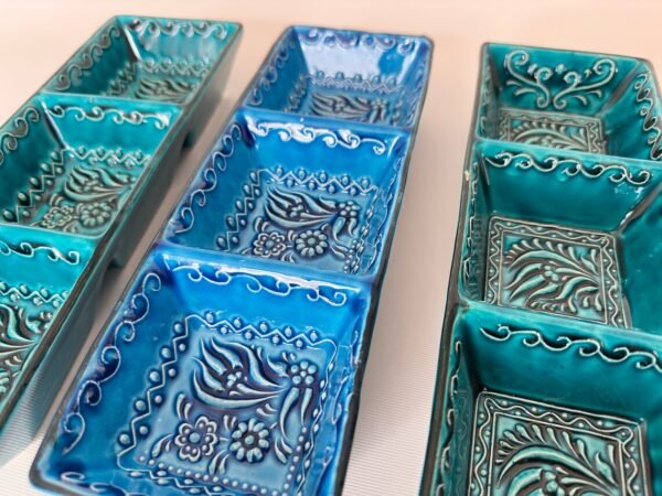 Turkish Ceramic 3-Compartment Sectional Serving Dish